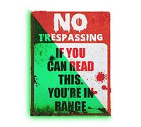 Facynde 2 panneaux « No Trespassing » pour Halloween | No Trespassing If You Can Read This, You're In Range | Autocollant d'avertissement No Trespass pour chambre à coucher, garage, décoration murale