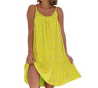 Facynde Robe Nuisette Fleurie,Robe d'été Robe Cami Courte Ample - Robes d'été Courtes à Fleurs Boho avec Ceinture pour Femmes Cadeaux