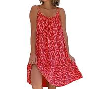 FacynRobe Nuisette à Fleurs pour Femme | Robes Courtes sans Manches Coupe Plage d'été | Robes évasées sans Manches pour Les Vacances d'été à la Plage pour Femmes