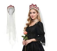FAD-4U Anne Boleyn Chapeau Tudor à capuche à pignon - Couvre-chef élisabéthain - Coiffe de la Renaissance pour femme - Pour cosplay, fête (rouge-59, taille unique)