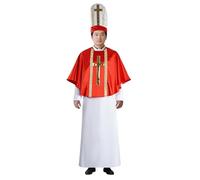 FAD-4U Costume de prêtre pour homme - Ensemble 3 pièces - Robe, cape et chapeau - Clergé catholique Cosplay Outfit pour église, Noël, Halloween - Tailles XS à 3XL
