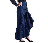 FAD-4U Jupe victorienne steampunk asymétrique à volants vintage, bleu, 48