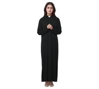FAD-4U Robe de clergé en soutane pour femme - Robe de louange - Prêtre anglican - Chasuble - Longueur totale - Col haut avec col à deux languettes, Noir , M