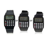 Fad Montre bracelet en silicone multifonction avec calculatrice électronique pour enfants, Noir