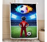 Fadaing Couverture personnalisée avec nom - Couverture de football personnalisée avec nom - Couverture de football - 150 x 200 cm - Couverture polaire (1,75 x 100 cm)