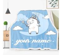 Fadaing Couverture Personnalisée, Couverture De Bébé Personnalisée avec Nom, Couverture Câline, Couverture De Nom d'enfant, Couverture De Bébé Licorne, Cadeaux Personnalisés (1,150 x 200cm)
