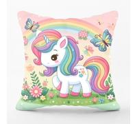 Fadaing Housse de coussin licorne - 40 x 40 cm - Arc-en-ciel - Décoration pour chambre d'enfant - Pour canapé, chambre à coucher - 5,40 x 40 cm