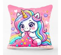 Fadaing Housse de coussin licorne - 40 x 40 cm - Arc-en-ciel - Décoration pour chambre d'enfant - Pour canapé, chambre à coucher (1,40 x 40 cm)