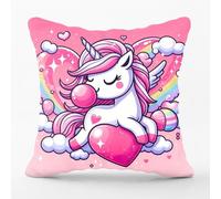 Fadaing Housse de coussin licorne - 40 x 40 cm - Arc-en-ciel - Décoration pour chambre d'enfant - Pour canapé, chambre à coucher (2,40 x 40 cm)