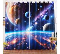 Fadaing Universum Planet Rideaux occultants Espace Étoilé Rideaux Avec Œillets Univers Spatial Opaque Rideau Pour Enfants et Adolescents (7,183x160cm(LxH)/ 91,5x160cmx2)