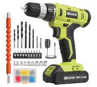 FADAKWALT Perceuse visseuse à batterie, couple 30N, 21+1 réglage de couple, mandrin sans clé de 3/8" de pouce, 40 pièces de forets, perceuse électrique avec batterie Li-Ion 2.0AH et lumière LED.