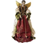 FADEDA Ange avec robe en tissu, vert / Hauteur:35 cm / peint à la main / Figurines de crèche détaillées - Noël Table Décoration Accessoires de crèche
