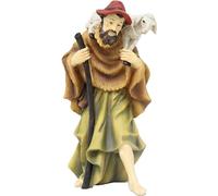 FADEDA Berger avec bâton - Hauteur : 9 cm - Peint à la main - Figurines de crèche détaillées - Décoration de table de Noël