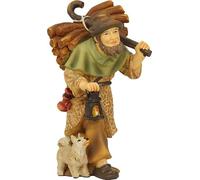FADEDA Berger avec bois et lanterne - Hauteur : 7 cm - Peinte à la main - Figurines de crèche détaillées - Décoration de table de Noël
