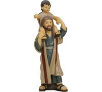 FADEDA Berger avec enfant sur l'épaule - Hauteur : 10 cm - Peinte à la main - Figurines de crèche détaillées - Décoration de table de Noël