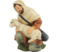 FADEDA Berger avec mouton, agenouillé, hauteur : 9 cm, peinte à la main, figurines de crèche détaillées, décoration de table de Noël, accessoire de crèche