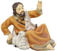FADEDA Berger couché avec mouton/hauteur : 5 cm/peint à la main/figurines de crèche détaillées - Décoration de table de Noël