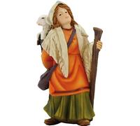FADEDA Bergère avec mouton - Hauteur : 9 cm - Peinte à la main - Figurines détaillées - Décoration de table de Noël
