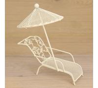 FADEDA Chaise longue avec parapluie, blanc / hauteur:15 cm / peinte à la main / figurines de crèche détaillées - Noël Table Décoration Crèche Accessoires
