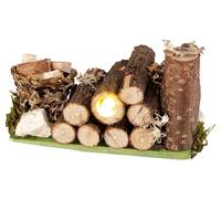 FADEDA Dépôt de bois avec panier à bois et éclairage par spots incl. LED, LxlxH en mm : 55x30x40. Pour les crèches, les miniatures, les loisirs et le modélisme, les accessoires de maisons de poupées e