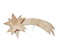 FADEDA étoile en bois double naturelle , faite à la main, source lumineuse avec boîte de piles et piles plates, alimentation intégrée avec source lumineuse LED et épingle de fixation , LxlxH en mm : 1