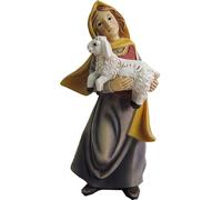 FADEDA Femme avec agneau/Hauteur : 8 cm/Peinte à la main Figurines de crèche détaillées - Décoration de table de Noël Accessoires de crèche