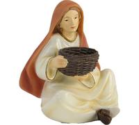 FADEDA Femme de Chambre Assise avec Panier/Hauteur : 7 cm/Peinte à la Main/Figurines de crèche détaillées décoration de Table de Noël Accessoires de crèche