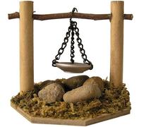 FADEDA Feu de camp avec bol - Hauteur : 7 cm - Peint à la main - Figurines de crèche détaillées - Décoration de table de Noël