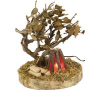 FADEDA Feu de camp avec buisson / hauteur:9 cm / peint à la main / figurines de crèche détaillées - Noël Table Décoration Accessoires de crèche
