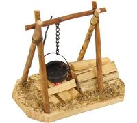 FADEDA Feu de camp avec câble et éclairage, LED - Hauteur : 9 cm - Peint à la main - Figurines de crèche détaillées - Décoration de table de Noël - Accessoires de crèche