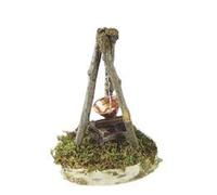 FADEDA Feu de camp avec chaudière en cuivre et lumière vacillante, LxlxH en mm : 52x52x42. Pour les crèches, les miniatures, les loisirs et le modélisme, les accessoires de maisons de poupées et les t