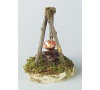FADEDA Feu de camp avec chaudière en cuivre, LxlxH en mm : 51x51x41. Pour les crèches, les miniatures, les loisirs et le modélisme, les accessoires de maisons de poupées et les trains miniatures.