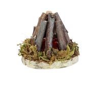 FADEDA Feu de camp avec LED de scintillement et fonction de minuterie, pile incluse, LxlxH en mm : 70x70x60. Pour les crèches, les miniatures, les loisirs et le modélisme, les accessoires de maisons d