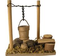 FADEDA Feu de camp avec seau / hauteur:7 cm / peint à la main / figurines de crèche détaillées - Noël Table Décoration Accessoires de crèche