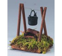 FADEDA Feu de camp avec structure en bois et chaudière en plastique, LxlxH en mm : 45x45x70. Pour les crèches, les miniatures, les loisirs et le modélisme, les accessoires de maisons de poupées et les