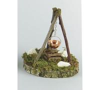 FADEDA Feu de camp grand avec chaudière et lumière vacillante, LxlxH en mm : 76x76x161. Pour les crèches, les miniatures, les loisirs et le modélisme, les accessoires de maisons de poupées et les trai