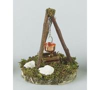 FADEDA Feu de camp petit avec chaudière et lumière vacillante, LxlxH en mm : 60x60x140. Pour les crèches, les miniatures, les loisirs et le modélisme, les accessoires de maisons de poupées et les trai