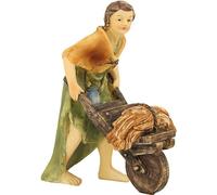 FADEDA Jok: Bauer avec brouette - Hauteur : 8 cm - Peinte à la main - Figurines de crèche détaillées - Décoration de table de Noël