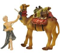 FADEDA Jok: Lot de 2 figurines de crèche JOK : chameau avec pilote, hauteur : 12 cm, peintes à la main, figurines de crèche détaillées, décoration de table de Noël