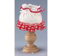 FADEDA lampe de table avec pied en bois et abat-jour en tissu à carreaux, LxlxH en mm : 30x30x70. Pour crèches, miniatures, hobby et modélisme, accessoires pour maisons de poupées et trains miniatures