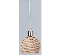 FADEDA Lampe suspendue en bois en roseau tressé en forme de boule, LxlxH en mm : 45x45x55. Pour crèches, miniatures, hobby et modélisme, accessoires pour maisons de poupées et trains miniatures.