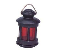 FADEDA Lanterne LED ronde en plastique avec insert rouge, LxlxH en mm : 20x20x40. Pour les crèches, les miniatures, les loisirs et le modélisme, les accessoires de maisons de poupées et les trains min