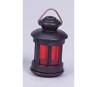 FADEDA Lanterne ronde en plastique avec insert rouge, LxlxH en mm : 20x20x40. Pour les crèches, les miniatures, les loisirs et le modélisme, les accessoires de maisons de poupées et les trains miniatu