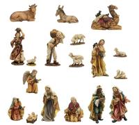 FADEDA Lot de 18 figurines de crèche - Hauteur : 40 cm - Peintes à la main - Décoration de table de Noël