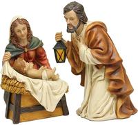 FADEDA Lot de 3 figurines de la Sainte Famille - Hauteur : 11 cm - Peintes à la main - Décoration de table de Noël