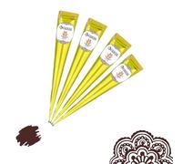 FADEDA Lot de 4 cônes de pâte de henné 100 % naturel, marron naturel, sans PPD, 100 g