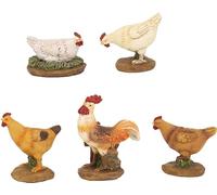 FADEDA Lot de 5 figurines de crèche en forme de coq avec poules - Hauteur : 7 cm - Peintes à la main - Décoration de table de Noël