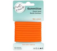 Faden & Nadel Cordon en caoutchouc de 6 mm : bande élastique de 10 m de long, lavable à 90 °C et repassable, (orange fluo)