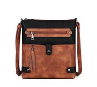 FADEON Crossbody Purses for Women Crossbody Bag, Designer Multi Pockets Shoulder Travel Purses with Tassel Black Brown