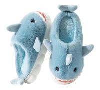 Fadezar Chausson Femme Requin/Vache Pantoufle Homme Hiver Doublure Antidérapant Fourrure Chausson Maison Mémoire Mousse Slippers Bleu ciel EU 43-44 (44-45)